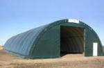 42'Wx60'Lx17'3"H enclosed fabric shed